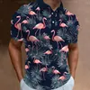 Herrpolos flamingos herrar t shirt affärspolo för tryckt man snabb torr kläder lösa sommar casua kort ärm överdimensionerade toppar