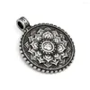 Pendentif Colliers Exquis Métal Sculpté Religieux Mandala Lotus Motif Rond Amulette Bijoux Collier