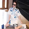 Ropa étnica Verano Mujeres Moda Nacional Impresión Elástico Soporte Collar Hebilla Cheongsam Moderno Suelto Mejorado Joven Pequeño Qipao Vestido