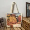 Einkaufstaschen Frauen Leinwand Umhängetasche Kunst Ölgemälde Damen Casual Handtasche Tote Große Kapazität Baumwolle Wiederverwendbare Strand 230923