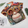 Men's Casual Shirts Monkey Blouses Male Colored Cartoon Pencil Art Summer Short Sleeve Design Streetwear Beach Shirt Birthday Present