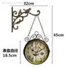 Wall Clocks Antique Outdoor Garden Station Metal Clock Double Sided Bird Vintage Retro Round Mount Hanging Home Decor WY72309