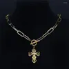 Collane con ciondolo Acciaio inossidabile Cuore Croce Gesù Collana girocollo Colore oro Preghiera Regalo Gioielli Collier Acier Inoxydable N6012S07