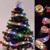 Juldekorationer Ribbon Fairy Light Decoration Tree Ornaments for Home Bows String Lights Navidad Natal Year 2023 230923