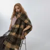 Vintage Maillard Camel Fleece Plaid Scarf Winter Overlay Soft Neck Women's Shawl Fashion Windproof