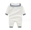 Barboteuse tricotée pour bébé de 0 à 24 mois, jolie combinaison à manches longues, Style marine, pour nouveau-né, automne et hiver