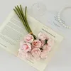 Flores decorativas artificiais 27 cabeça chá rosa peônia flor falso salão de casamento buquê de mão ao ar livre sala de casa jardim mesa vaso decoração
