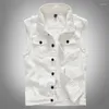 Men's Vests Vintage Design Mens Denim Vs Retor Sleeveless Jackets Men Ripped Hole Jean Waistcoats Clothing Jaqueta Masculina