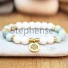 Bracelet Lotus Amazonite mat pour femmes, nouveau Design, perles de coquillage, Bracelet de Yoga, Chakra Mala, cœur, MG0627, 253d