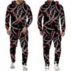 Herrspåriga nyheter Iron Chain 3D Print Hoodie Pants Suit Män Kvinnor Långärmad huva tröjor Byxor Set Hip Hop Sportswear Tracksuit 230923