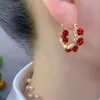 Stud Earrings Luxury Romantic Red Velvet Rose Women Charming Hoop Flower Gift Jewelry Birthday Female R4G6