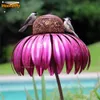 Garden Decorations Bird Feeder Bottle with Stand Metal Flower Shaped Outdoor Decoration Pink Coneflower Container Accessories 230923