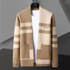 Men's Sweaters Letter Embroidery Contrasting Color Patchwork Knitting Cardigan Man Long Sleeve Sweater High Street Male Garment Coat
