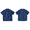 Chemises décontractées pour hommes Kapital Chemise à manches courtes 2023 Été Bleu Teinture Tannin Denim Coton Timbre Montage Japonais Rétro Tops Pour Femmes