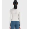 Verticale rib 2.0 Hoge elastische yoga jas bijgesneden jas strakke sporten lopende ritssluiting korte sportschoolkledingtrui