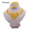 Boucles d'oreilles Collier Ensembles de Bijoux Dubaï 24k Couleur Or Mariage Africain Cadeaux De Mariée Pour Les Femmes Bracelet Bague Ensemble Bijoux Collares261n