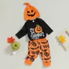 Kleidungssets ma baby 018M Halloween geborenes Baby Jungen Mädchen Kleidung Langarm Kürbis Print Strampler Hosen Hut Outfits Kostüme D05 230923