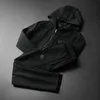 Herrspår 2023 Black Hooded Sportswear Plus Size Hoodie Set för Springfall Winter Tracksuit Men Clothing 230923