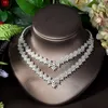 Necklace Earrings Set HIBRIDE Vintage Square Design 4pcs And Earring Two Layers Cubic Zirconia For Women Bridal Party N-985