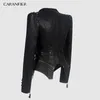 Womens Leather Faux CARANFIER Jacket Women PU Coats Winter Autumn Black Motorcycle Clothing Outerwear Gothic leather Coat Chaqueta 230923