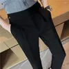 Men's Suits British Style Summer Ice Silk Casual Business Mens Suit Pants Thin Hanging Solid Color Formal Social Office Dress Trousers