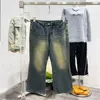Calça de tamanho grande masculino Hip Hop High Street Jeans masculinos Slim Fit Feet Troushers com buracos quebrados Trend Star Mesma calça de estilo i9483