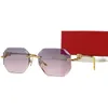 Personnalité à la mode Femmes De Luxe Mode Rétro Diamant Lunettes De Soleil CT00920 Bord Coupé Carré Sans Cadre Dégradé Lunettes De Soleil Personnalisées