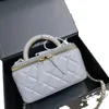 2023 Womens Designer Top Handle Vanity Box Tote Bags met spiegel Goud Metaal Hardware Gematelasseerde ketting Crossbody Schouder Cosmetische Case