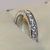 Bröllopsringar Lyxiga runda för kvinnor Trendiga smycken Metall Inlagd White Zircon Anniversary Party Engagement Ring