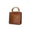 Evening Bags 2023 Women Fashion Unique Wooden Top Handle Vintage Handbag Tote Bag Shoulder OL Office Daily 2 Size