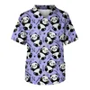 Herr t -skjortor söta panda tryck enhetliga kvinnor skrubber toppar kort ärm arbetande blus sommartecknad pullovers med fickan