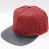 women men flat bill snapback hat PU leather 5 panel hip hop baseball cap with mesh eyelet red black blue white12325