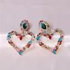Dangle Earrings HYSECMAO Luxury Big Colorful Heart Crystal Pendant Good Quality Rhinestone Drop For Women 2023 Fashion Jewelry