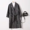 Fall Outifits Long Trench Simple Double Breasted Notch Lapel Overcoat Women Woolen Coat Drawstring Trench Coat