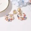 Stud Earrings Westernstyle Fashion Exaggerated Rural Style Women Earring Vintage Big Circle Flower Eardrop Beautiful Small Fresh Baroque