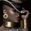 Chokers Fashion Gold Color Leather African Jewelry Vintage Statement Choker Necklace Pendant For Women Collar Necklace Set 230923