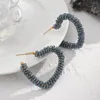 Hoop Earrings AENSOA Handmade Beaded Crystal Love Heart For Women Colorful Bead Twisted Gold Color Jewelry