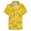 Camicie casual da uomo Camicia da spiaggia fresca banana Frutta gialla Hawaii Camicette vintage maschili Manica corta Grafica Top Taglie forti