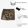 Cuecas homens boxer shorts calcinha leopardo pele com ornamentos étnicos roupa interior macia marrom animal padrão homme S-XXL