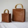 Sacos de noite 2023 mulheres moda única alça superior de madeira personalidade vintage bolsa tote bolsa de ombro festa escritório diário 2 tamanho