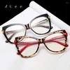 Solglasögon överdimensionerade kattögonläsningsglasögon kvinnor 2023 vintage glasögon tr90 datorblå skydd leopard röd