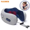 Benmassagers Neckmassager Relaxation Knåd Värmevibrator Travel U-formad kuddebil Airport Office Siesta Electric Cervical Spine Massage 230923