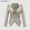 Womens Leather Faux CARANFIER Jacket Women PU Coats Winter Autumn Black Motorcycle Clothing Outerwear Gothic leather Coat Chaqueta 230923