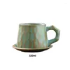 Tazze Piattini 1 Set Tazza da caffè e piattino in ceramica Giapponese retrò in ceramica grezza Tè in porcellana Colazione Tazza da latte Tazze in ceramica