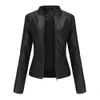 Women's Leather Faux Fur Women Jacket 2023 Spring Autumn Black PU Coat Standup Collar Motor Biker 230923