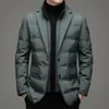 Mens Down Parkas Jacket Winter Black Green Youth Simple Double Button Casual Blazers Fashion Stand Collar Business Male Warm Coat 230923