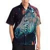 Chemises décontractées pour hommes Zebra Chemise ample Hommes Plage Néon Peinture colorée Hawaii Design Manches courtes Blouses surdimensionnées drôles