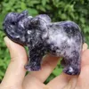 Estatuetas decorativas natural lepidolite elefante escultura cristais roxos e pedras decoração quatrtz acessórios de decoração para casa 1 peça