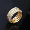 Neue Mode 18k Gold Weißgold Blingbling Cz Zirkonia Full Set Finger Band Ring Luxus Hip Hop Diamant Schmuck Ring für M230A