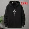 Herrtröjor Autumn Winter Thick Fleece Hoodie Men 12xl 10xl Plus Size Male Print Hooded Pullover Big Loose Blue